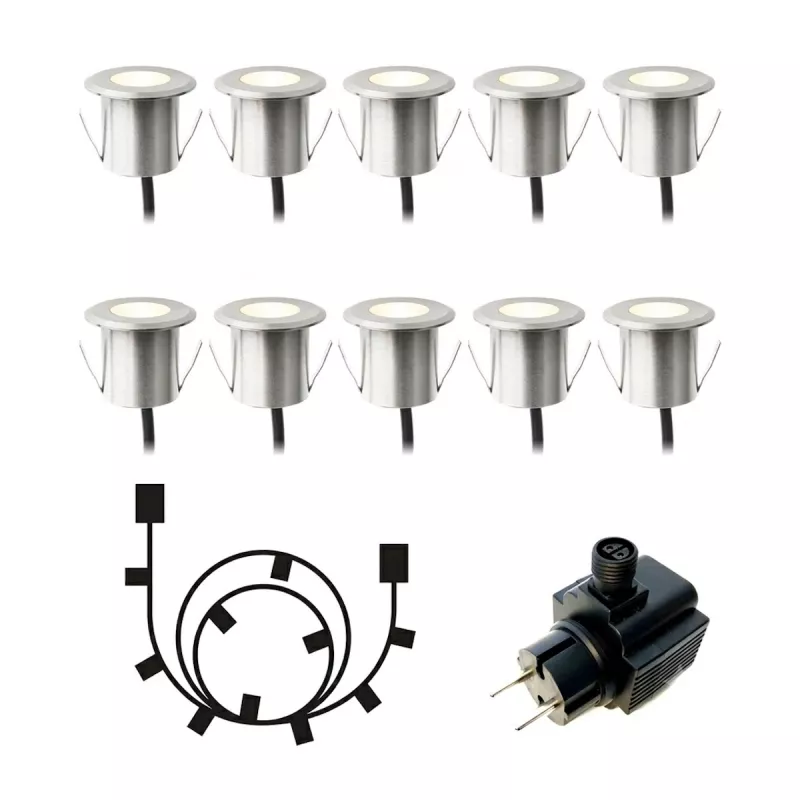 Dexter Decklights 0,5W 12V 20lm IP67 Sølv 10stk LightsOn