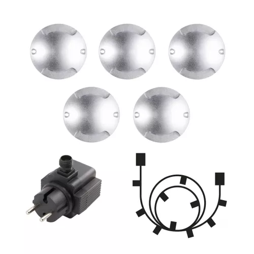 Zenit Duo Lighting Wooden Deck 1W 12V Silver 5pcs LightsOn