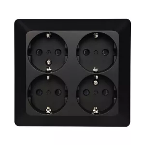 Delta Vägguttag 4-Vägs Med Jord 16A 250V Svart Malmbergs 1893812