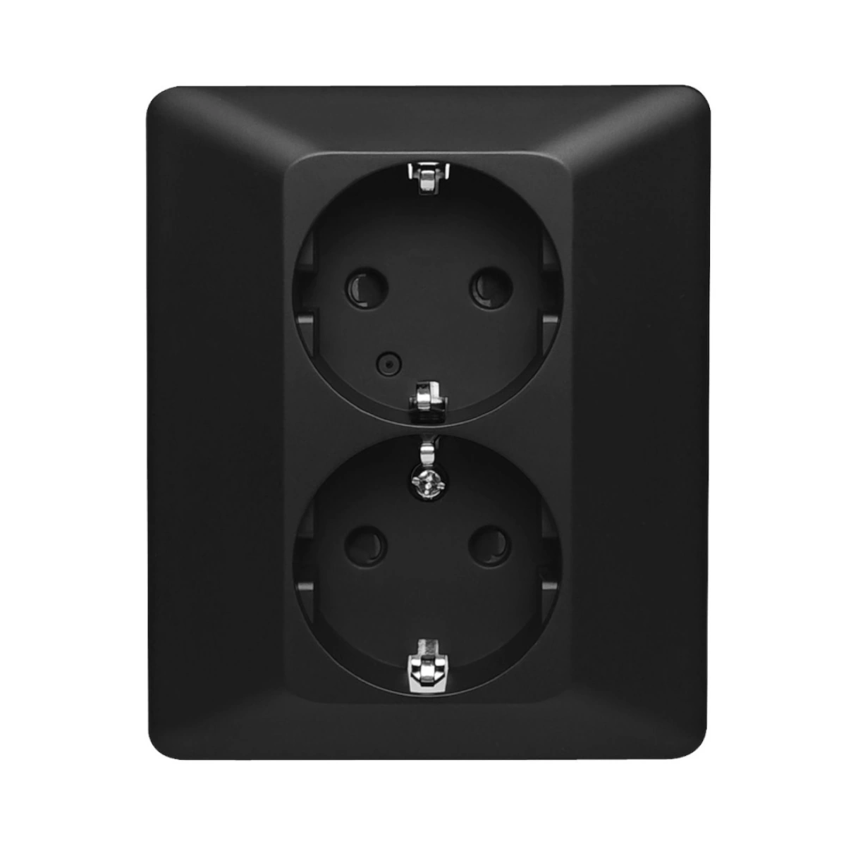 Delta Vägguttag Infällt Lågbyggande 2-Vägs Med Jord 16A 250V Svart Malmbergs 1893715