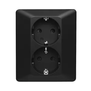 Delta Vägguttag Infällt Lågbyggande 2-Vägs Med Jord 16A 250V Svart Malmbergs 1893715