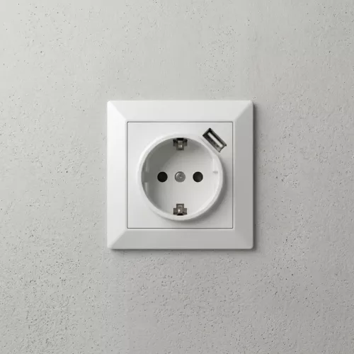 Delta Vægstikkontakt Med USB-Stikkontakt 1-Vejs Og 1xUSB 16A IP20 Malmbergs 1893740