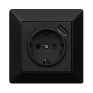 Delta Vægstikkontakt Med USB-Stikkontakt 1-Vejs Og 1xUSB 16A IP20 Sort Malmbergs 1893840