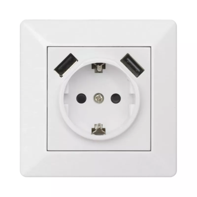 Delta Vägguttag Med USB-Uttag 1-Vägs Och 2xUSB 16A IP20 Malmbergs 1893741