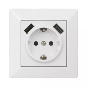 Delta Vægstikkontakt Med USB-Stikkontakt 1-Vejs Og 2xUSB 16A IP20 Malmbergs 1893741