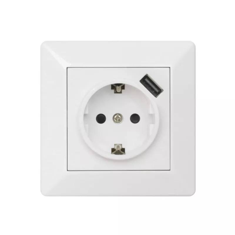 Delta Stikkontakt Med USB-Port 1-Vejs + 1xUSB 16A IP20 Cremehvid Malmbergs 1893440