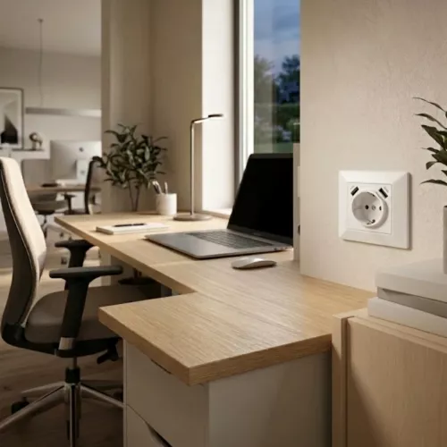 Delta Vægstik Med USB-Stik 1-Vejs+2xUSB Ral 9001 Malmbergs 1893441