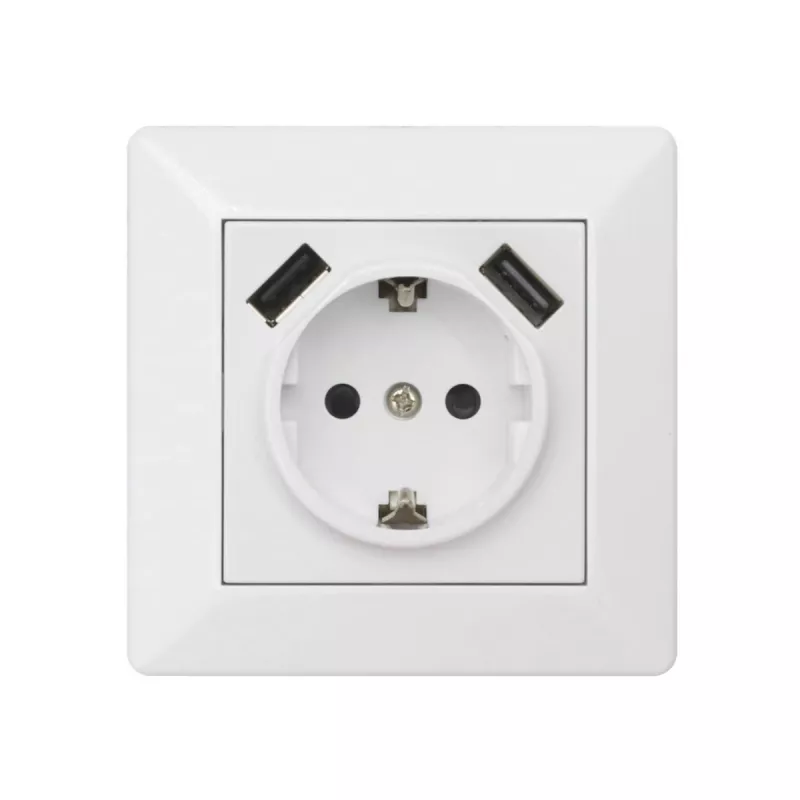 Delta Vægstik Med USB-Stik 1-Vejs+2xUSB Ral 9001 Malmbergs 1893441