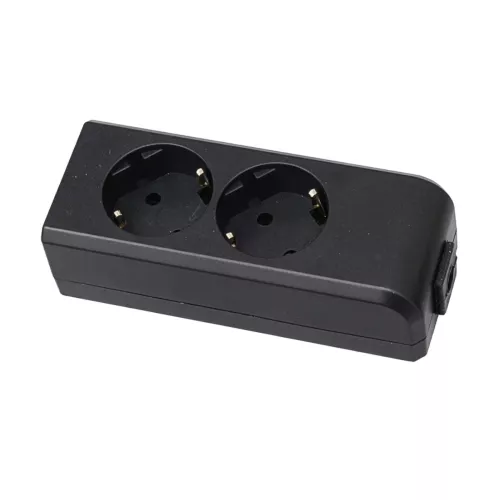 Socket Outlet With Ground 2-Way Black Malmbergs 2403994