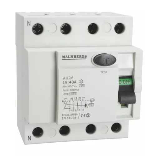 Jordfejlsafbryder A Type 4-Polet 40A 300mA Malmbergs 2169715
