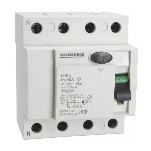 Jordfejlsafbryder A Type 4-Polet 40A 300mA Malmbergs 2169715