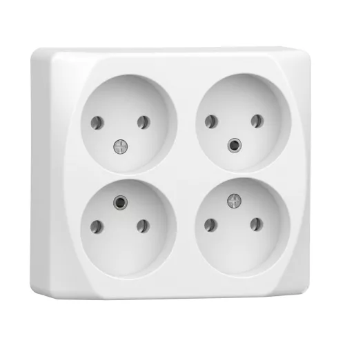 Vægstikkontakt Nova 4-Vejs Ujordet 16A 250V Hvid Malmbergs 1896886