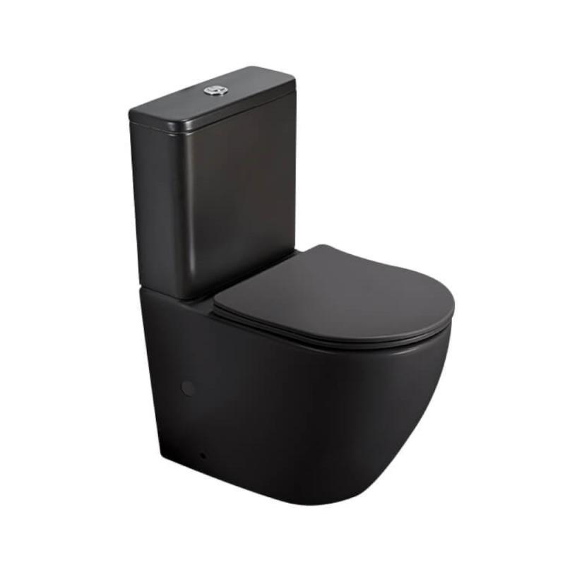 OCEANA Gulvstående Toilet Mat Sort Rimfree P-lås, NOURK
