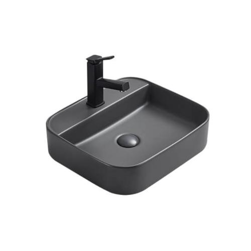 Rektangulärt Ovanpåliggande/Vägghängt Tvättställ Matt Mörkgrå, NOURK