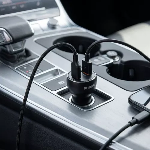 Billaddare Med USB-A Och USB-C 2-Uttag Philips