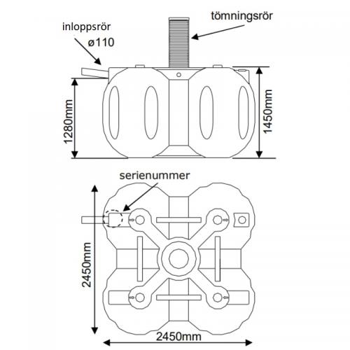 Rotomon Sluten tank RM 5500 L inkl. stos/lock 315