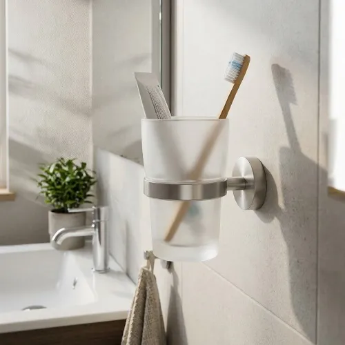 Hållare Med Tandborstglas Home Borstad Krom Smedbo HS343