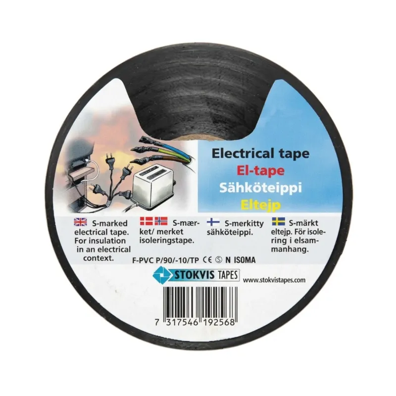 Eltejp S-Märkt 19mmx20m Svart Stokvis Tapes