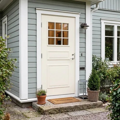 Swedoor Classic Ives Vit NCS S 0502-Y Ytterdörrar Med Klarglas