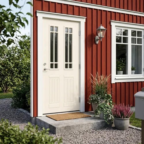 Swedoor Classic Scott Vit NCS S 0502-Y Ytterdörrar Med Dekorglas