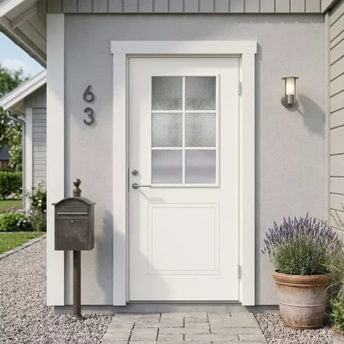 Swedoor Clever-Line P-400 Hvid NCS-S 0502-Y Hoveddør Med Cotswold Glas