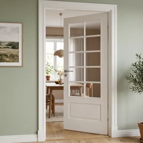Swedoor Craft SP10 Vit Innerdörr Med Fasettslipat Glas Och Klarglas