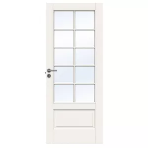 Swedoor Craft SP10 White Interior Door With Beveled Glass And Clear Glass (With Options)