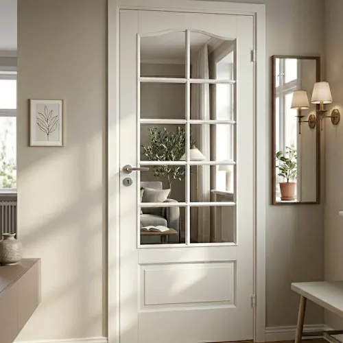 Swedoor Craft SP10B Vit Innerdörr Med Fasettslipat Glas Och Klarglas