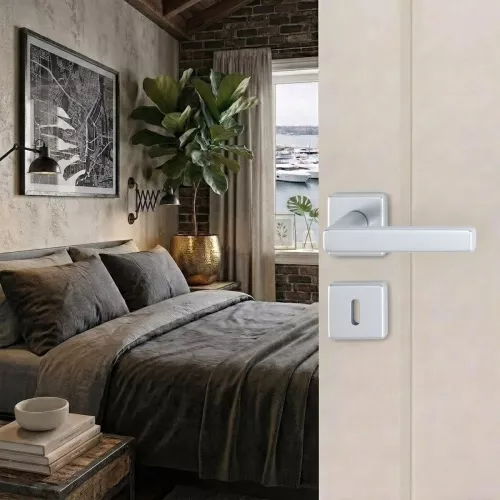 Swedoor Indoor Door Handle Dallas Silver With Key Plate