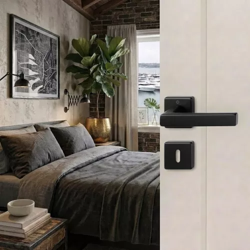 Swedoor Interior Door Handle Dallas Black With Key Plate