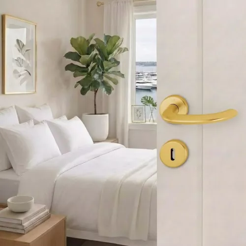 Swedoor Interior Door Handle Marseille Gold With Key Plate