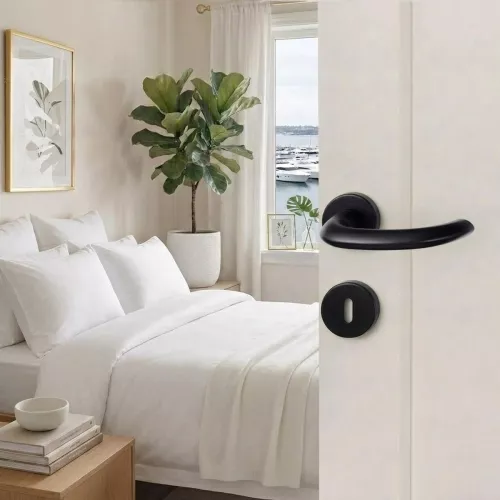 Swedoor Interior Door Handle Marseille Black With Key Plate
