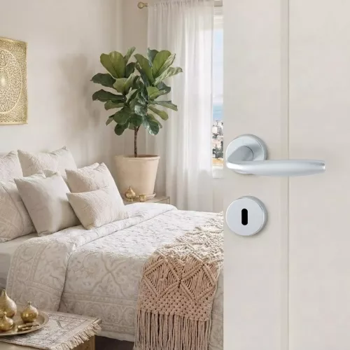 Swedoor Interior Door Handle New York Silver With Key Plate