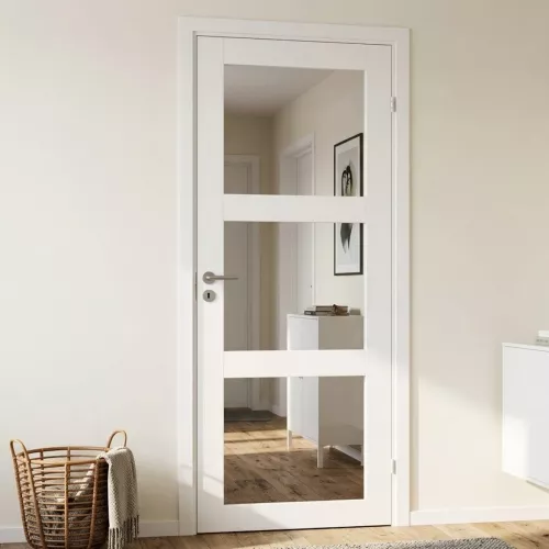 Swedoor Purity GW03L White NCS-S 0502-Y Interior Door With Clear Glass