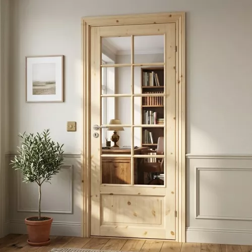 Swedoor Tradition SP10 Allmoge Obehandlad Massiv Furu Innerdörr Med 10 Glassektioner