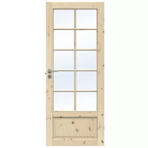 Swedoor Tradition SP10 Allmoge Obehandlad Massiv Furu Innerdörr Med 10 Glassektioner (Med Tillval)