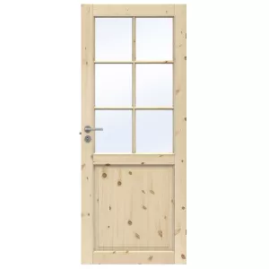 Swedoor Tradition SP6 Allmoge Obehandlad Massiv Furu Innerdörr Med 6 Glassektioner (Med Tillval)