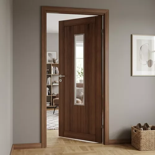 Swedoor Unique 01L GWA 1120 Walnut Interior Door With Clear Glass