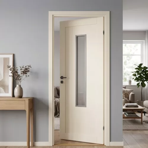 Swedoor Unique 01L GWA 1120 White NCS-S 0502-Y Interior Door With Oblong Glass Section