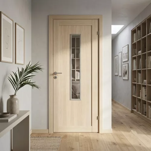 Swedoor Unique 01L GWA 1120 White Pigmented Oak Interior Door With Clear Glass