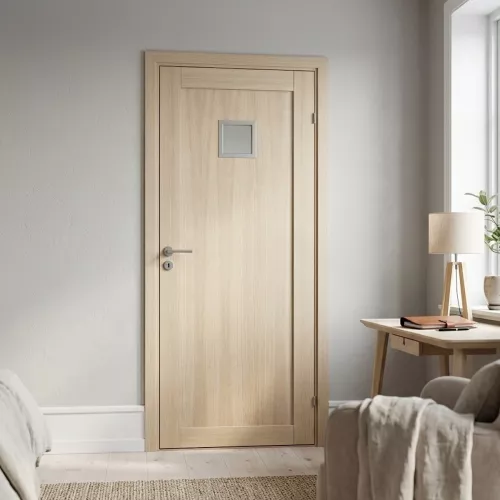 Swedoor Unique 01L GWA 120 White Pigmented Oak Interior Door With Clear Glass