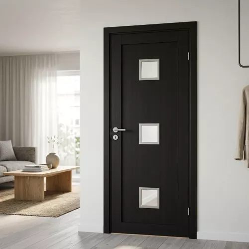 Swedoor Unique 01L GWA 320 Black Stained Oak Interior Door With Clear Glass