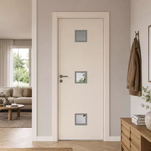 Swedoor Unique 01L GWA 320 White NCS-S 0502-Y Interior Door With Three Square Glass Panels