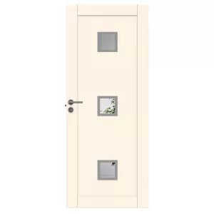 Swedoor Unique 01L GWA 320 White NCS-S 0502-Y Interior Door With Three Square Glass Panels (With Options)