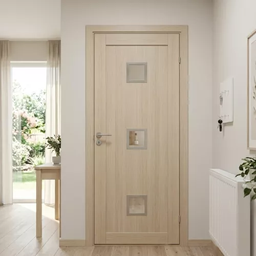 Swedoor Unique 01L GWA 320 White Pigmented Oak Interior Door With Clear Glass