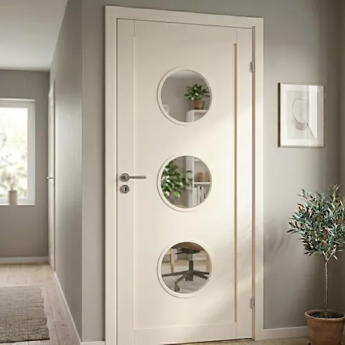 Swedoor Unique 01L GWA 330 White NCS-S 0502-Y Interior Door With Three Round Glass Panels