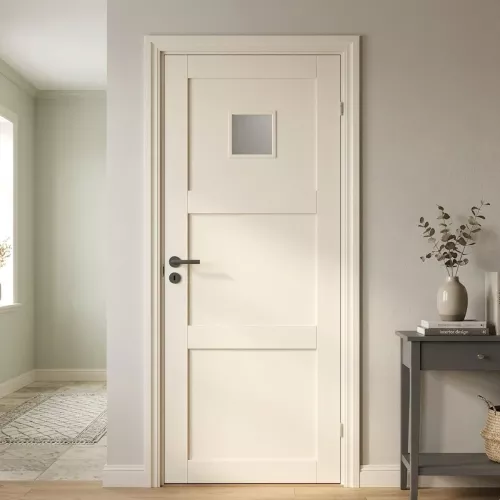 Swedoor Unique 03L GWA 120 White NCS-S 0502-Y Interior Door With Square Glass Panel