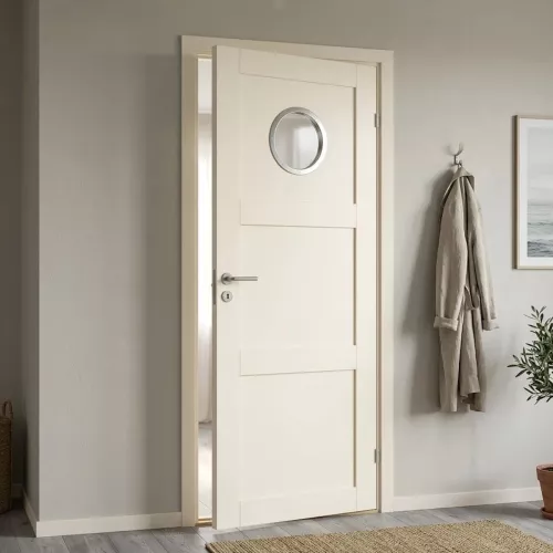 Swedoor Unique 03L GWA 130 White NCS-S 0502-Y Interior Door With Round Glass Panel