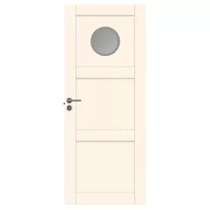Swedoor Unique 03L GWA 130 White NCS-S 0502-Y Interior Door With Round Glass Panel (With Options)