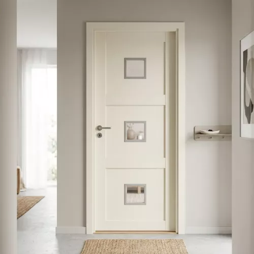 Swedoor Unique 03L GWA 320 White NCS-S 0502-Y Interior Door With Three Square Glass Panels